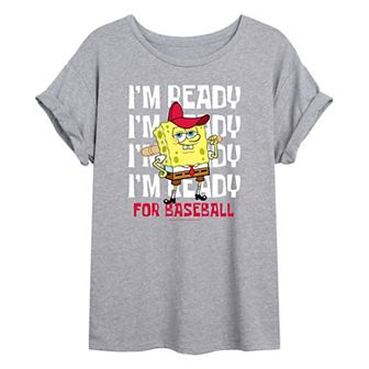 Juniors' Nickelodeon SpongeBob SquarePants "I'm Ready For Baseball" Oversized Tee