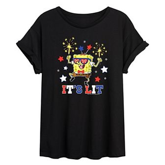 Juniors' Nickelodeon SpongeBob SquarePants "It's Lit" Oversized Tee