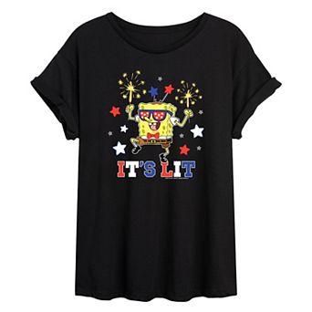 Juniors' Nickelodeon SpongeBob SquarePants "It's Lit" Oversized Tee