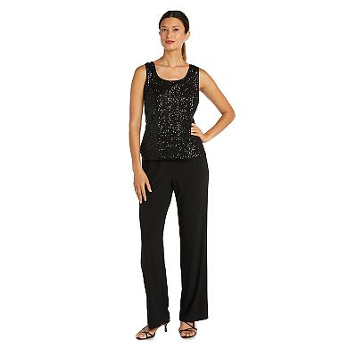 Women's R&M Richards 3-piece Beaded Tuxedo Jacket, Cami & Pant Set