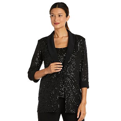 Women's R&M Richards 3-piece Beaded Tuxedo Jacket, Cami & Pant Set