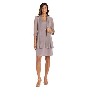 Women's R&M Richards 2 pc Jacquard Glitter Jacket & Dress Set