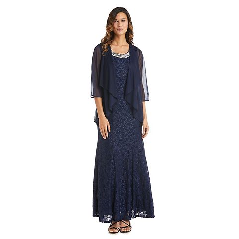Женские платья R&M Women's R&M Richards 2 pc A-Line Dress & Sheer Jacket Set