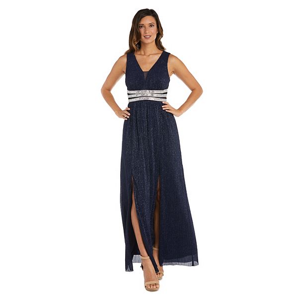 Women's R&M Richards Rhinestone Waist & Double Slit Gown