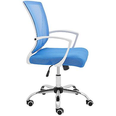 Modern Home Zuna Ergonomic Mesh Mid Back Office Desk Rolling Chair, White & Blue