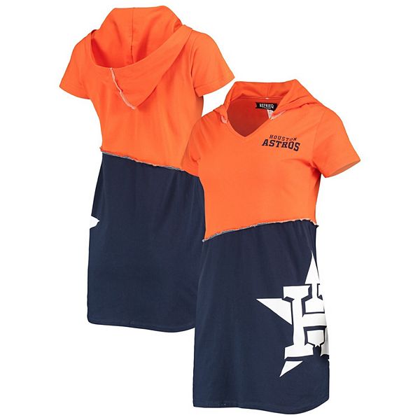 Women's Refried Apparel Orange/Navy Houston Astros Hoodie Dress