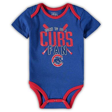 Newborn & Infant Chicago Cubs Royal/Red/Heathered Gray Game Time Three-Piece Bodysuit Set