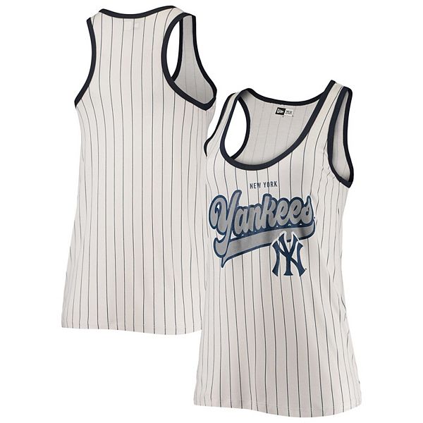 Women's New Era White/Navy New York Yankees Pinstripe Scoop Neck