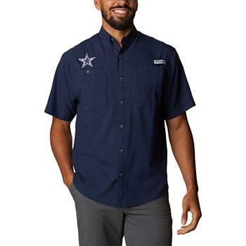 Columbia Men's Dallas Cowboys Tamiami Navy Button-Up Dress Shirt