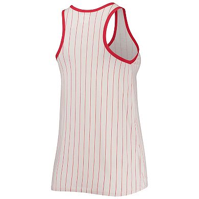 Women's New Era White/Red Boston Red Sox Pinstripe Scoop Neck Tank Top