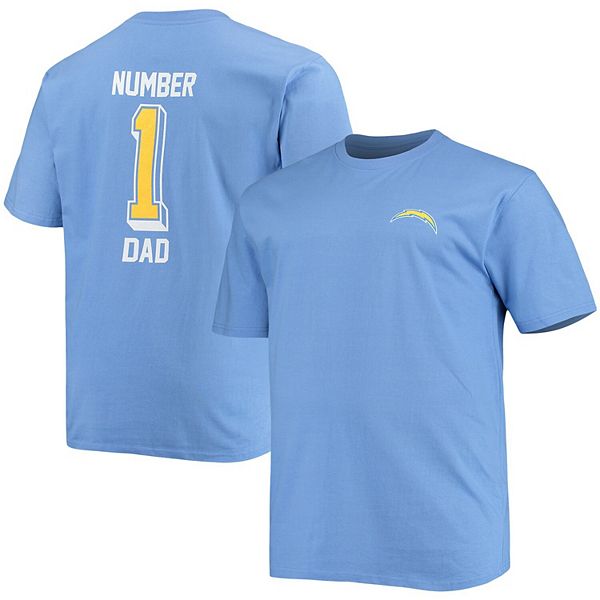 Men's Fanatics Branded Powder Blue Los Angeles Chargers #1 Dad T-Shirt