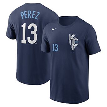 Men's Nike Salvador Perez Navy Kansas City Royals 2022 City Connect Name & Number T-Shirt