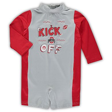 Infant Gray/Scarlet Ohio State Buckeyes Wave Runner Wetsuit