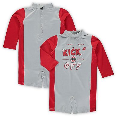 Infant Gray/Scarlet Ohio State Buckeyes Wave Runner Wetsuit