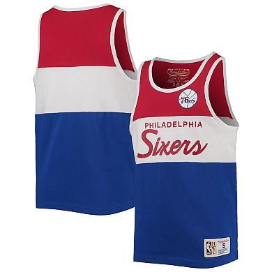 Youth Mitchell & Ness Royal/Red Philadelphia 76ers Hardwood Classics Special Script Tank Top