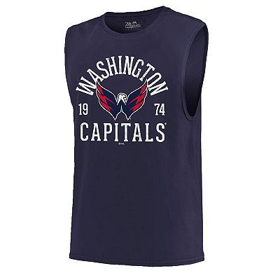 Men's Majestic Threads Navy Washington Capitals Softhand Muscle Tank Top