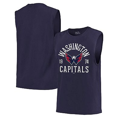 Men's Majestic Threads Navy Washington Capitals Softhand Muscle Tank Top
