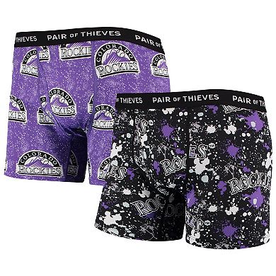 Men's Pair of Thieves Black/Purple Colorado Rockies Super Fit 2-Pack Boxer Briefs Set