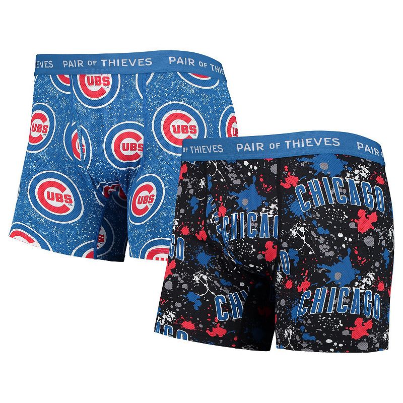 Mens Pair of Thieves Black/Royal Chicago Cubs Super Fit 2-Pack Boxer Brief