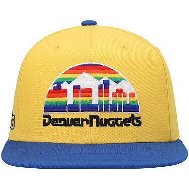 Men's Mitchell & Ness Gold/Royal Denver Nuggets Hardwood Classics Snapback Hat