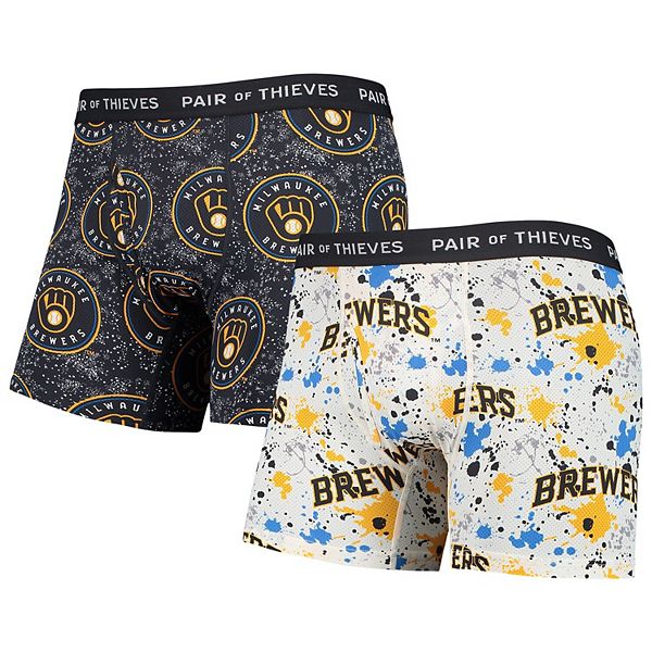 Men's Pair of Thieves White/Navy Milwaukee Brewers Super Fit 2-Pack Boxer  Briefs Set