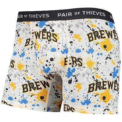 Men's Pair of Thieves White/Navy Milwaukee Brewers Super Fit 2-Pack Boxer Briefs Set