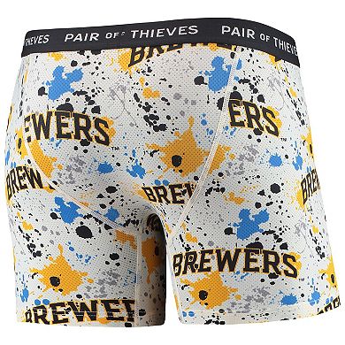 Men's Pair of Thieves White/Navy Milwaukee Brewers Super Fit 2-Pack Boxer Briefs Set