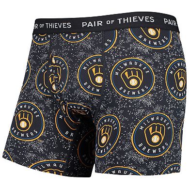 Men's Pair of Thieves White/Navy Milwaukee Brewers Super Fit 2-Pack Boxer Briefs Set