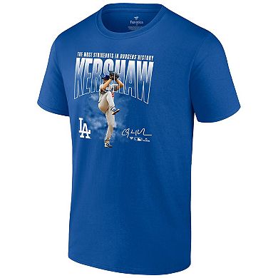 Men's Fanatics Branded Clayton Kershaw Royal Los Angeles Dodgers Most Strikeouts T-Shirt