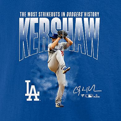Men's Fanatics Branded Clayton Kershaw Royal Los Angeles Dodgers Most Strikeouts T-Shirt