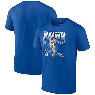 Men's Fanatics Branded Clayton Kershaw Royal Los Angeles Dodgers Most Strikeouts T-Shirt