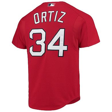 Men's Mitchell & Ness David Ortiz Red Boston Red Sox Cooperstown Collection Mesh Batting Practice Button-Up Jersey