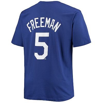 Men s Freddie Freeman Royal Los Angeles Dodgers Big Tall Name Number T Shirt