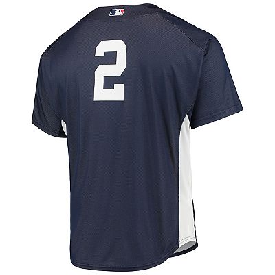 Men s Mitchell Ness Derek Jeter Navy New York Yankees Cooperstown Collection Mesh Batting Practice Button