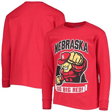 Youth Champion Scarlet Nebraska Huskers Strong Mascot Team T-Shirt