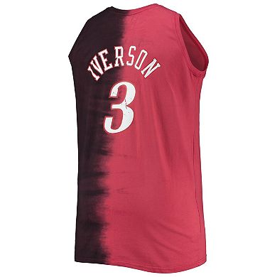 Men's Mitchell & Ness Allen Iverson Red/Black Philadelphia 76ers Big & Tall Profile Tie-Dye Player Tank Top