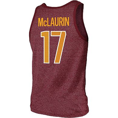 Men's Majestic Threads Terry McLaurin Heathered Burgundy Washington Commanders Player Name & Number Tank Top
