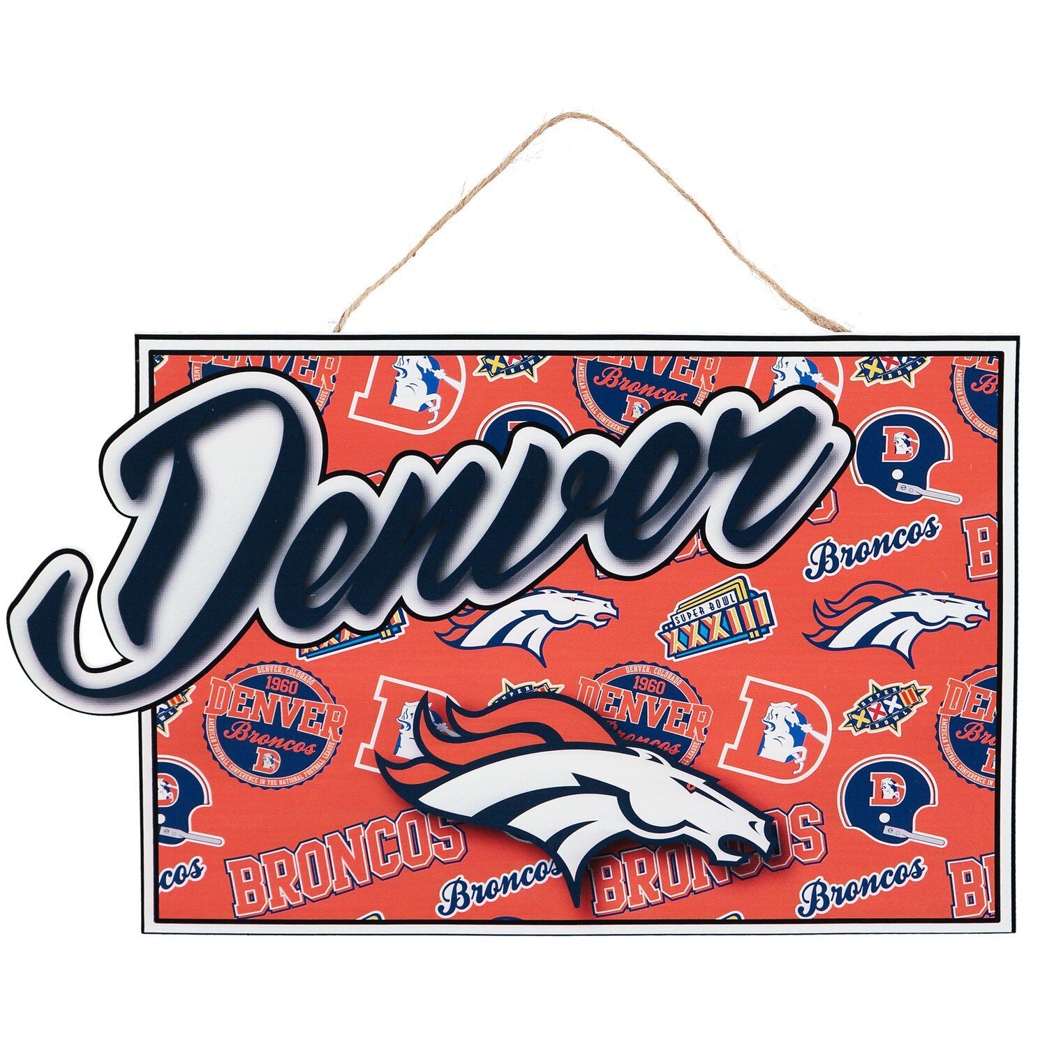 FOCO Denver Broncos NFL Metal Light Up Logo Sign