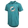 Men's Majestic Threads Tyreek Hill Aqua Miami Dolphins Player Name & Number Short Sleeve Hoodie T-Shirt