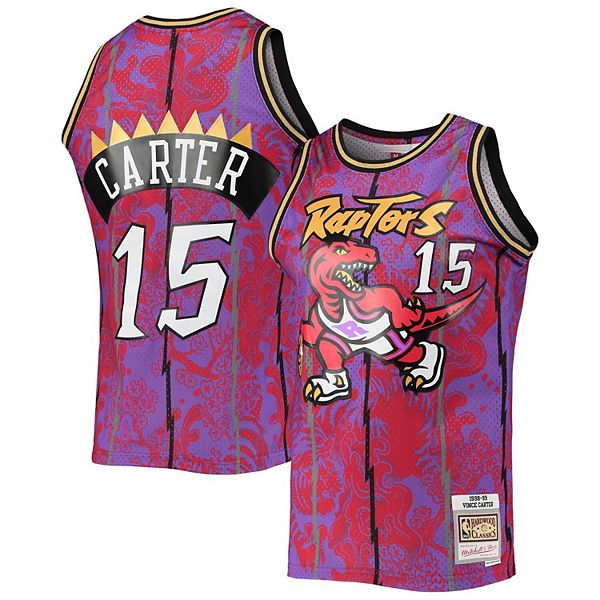 Men's Mitchell & Ness Vince Carter Red/Purple Toronto Raptors 1998/99 Hardwood Classics Fadeaway Swingman Player Jersey Size: Extra Large