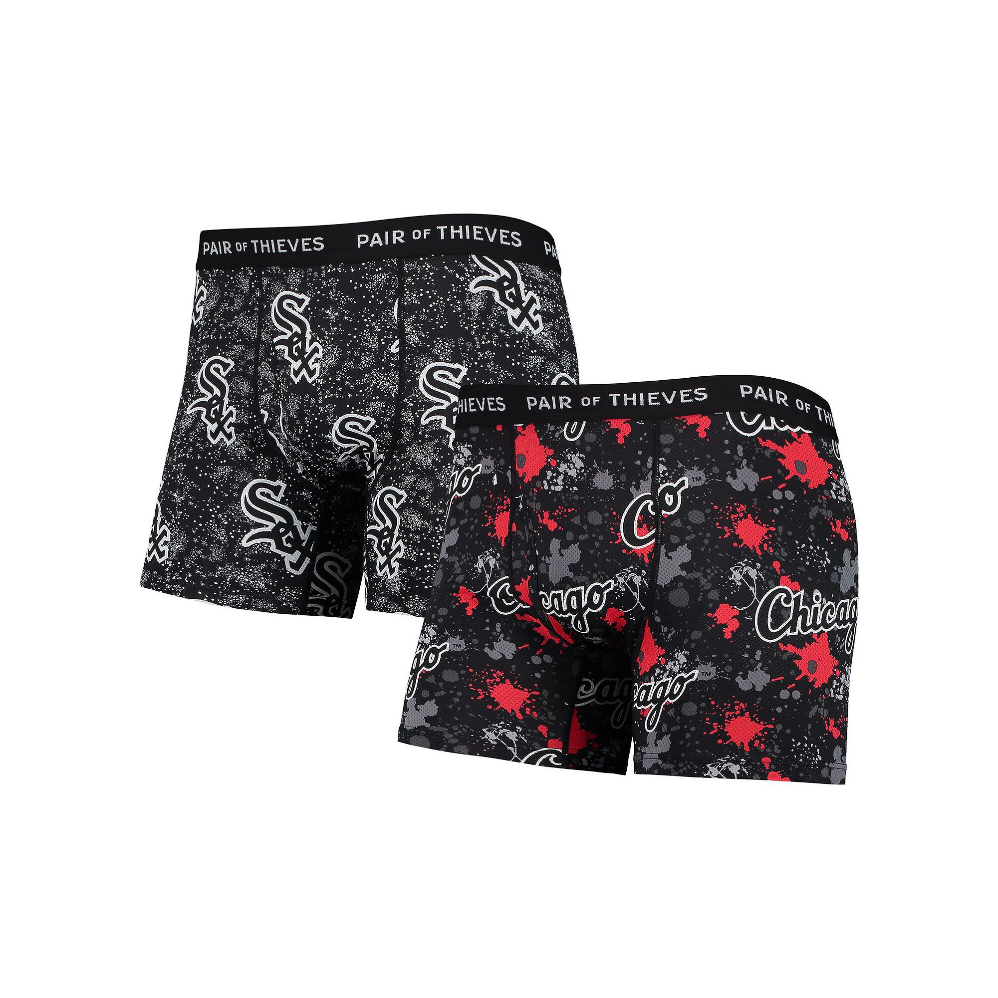 Mens Pair of Thieves Black Chicago White Sox Super Fit 2-Pack Boxer Briefs