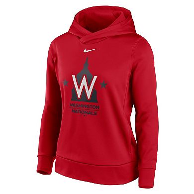 Women's Nike Red Washington Nationals Alternate Logo Performance Pullover Hoodie