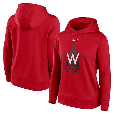 Women's Nike Red Washington Nationals Alternate Logo Performance Pullover Hoodie
