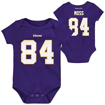 Infant Mitchell & Ness Randy Moss Purple Minnesota Vikings Mainliner Retired Player Name & Number Bodysuit