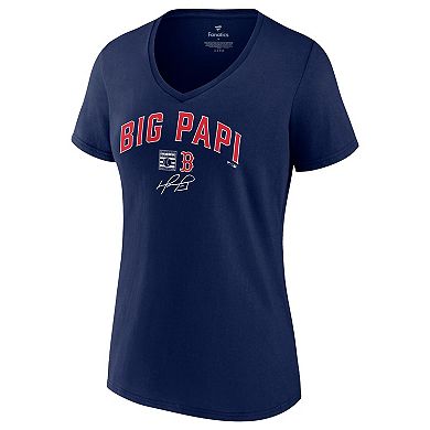 Women's Fanatics Branded David Ortiz Navy Boston Red Sox Big Papi Graphic V-Neck T-Shirt