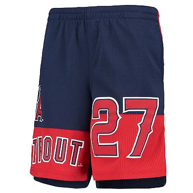 Youth Mike Trout Navy Los Angeles Angels Pandemonium Name & Number Shorts