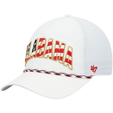 Men's '47 White Alabama Crimson Tide Stars and Stripes Flag Flutter Hitch Snapback Hat