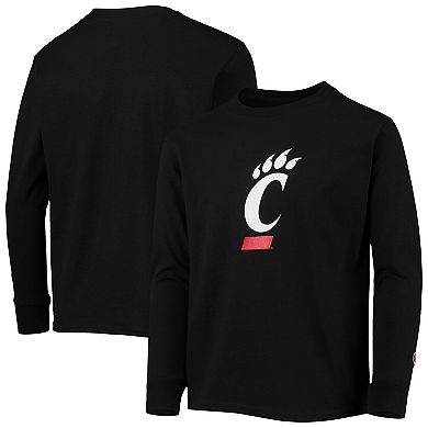 Youth Champion Black Cincinnati Bearcats Primary Logo Long Sleeve T-Shirt