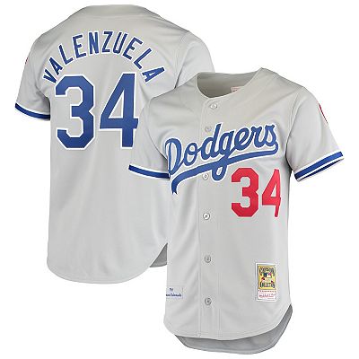 ウェア MITCHELL & NESS AUTHENTIC JERSEY Men's Mitchell & Ness Fernando Valenzuela Gray Los Angeles Dodgers