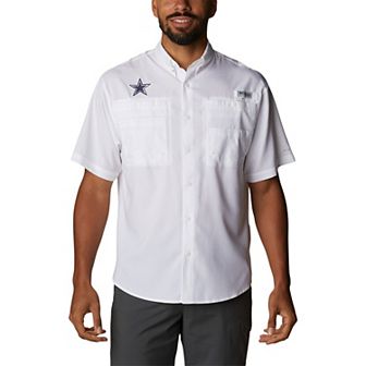 Men's Columbia White Dallas Cowboys Tamiami Omni-Shade Button-Down Short Sleeve Shirt